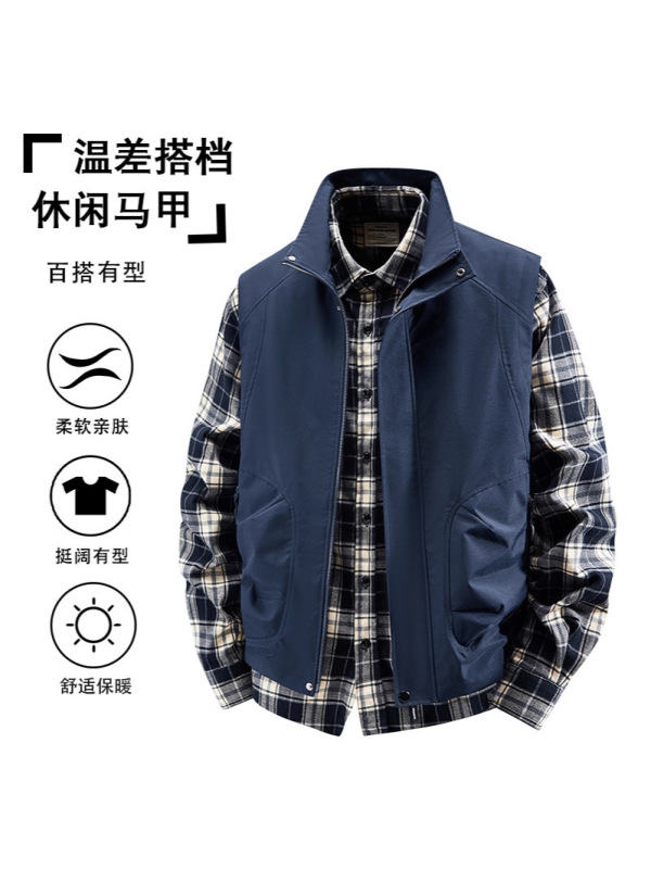 跨境款马甲户外春秋季软壳马甲男士立领开衫防风防水透气工装马甲|undefined