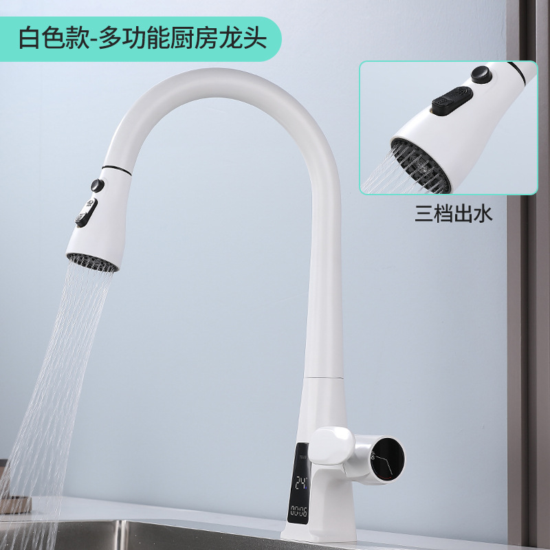 Elegante blanco grifo digital pull