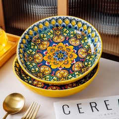 黄金時代 - 8inch ディープディッシュ 2 パック宮殿スタイルの下絵付高価値セラミック日常家庭用食器