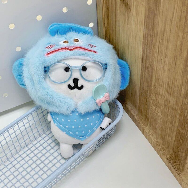 Self-Deprecating Bear Plush Pendant, Cute Clownfish Doll, Bib Doll, Doll Machine Keychain, Mini Toy