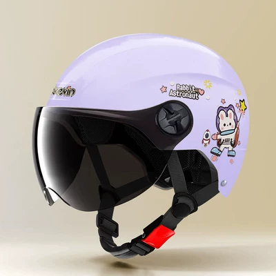 National Standard Certified Four-Season Universal Motosiklet kaskı (dəbilqə) - 806-purple-astronaut-rabbit-sunscreen-short-glasses-one-size