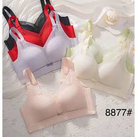 婷婷8877#素雅网纱蕾丝文胸中厚B杯聚拢集中侧收调整无钢圈内衣批