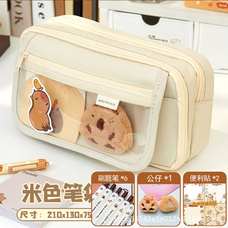 Kapibala 痛みバッグ鉛筆バッグ高価値 9 層メイラードコーヒー色文具バッグキャンバス汚れにくい鉛筆バッグ卸売|undefined
