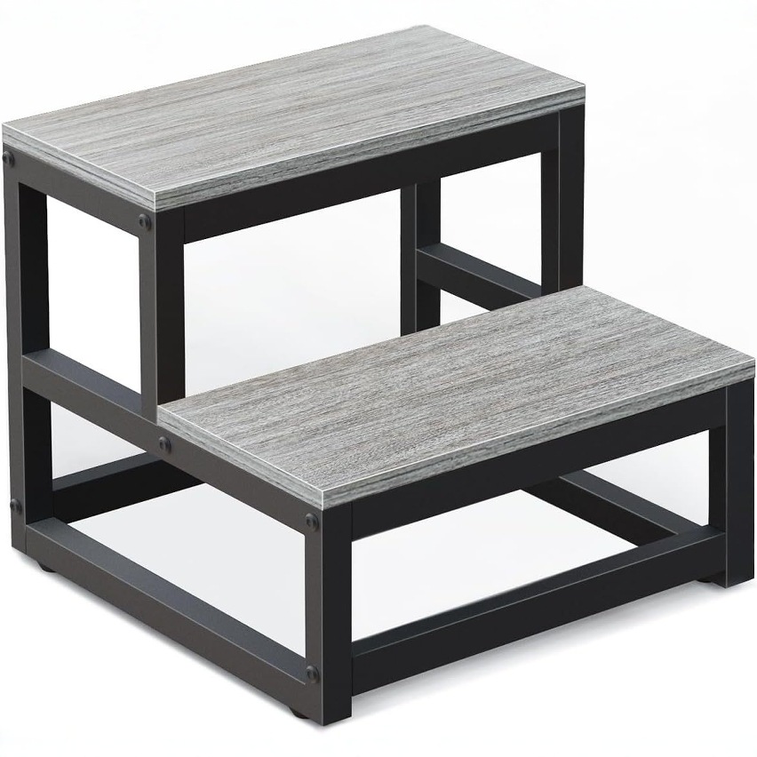 Taburete de escalera combinado con hierro y madera transfronterizo de TEMU Taburete de elevación para niños Taburete de cambio de zapatos Taburete multiusos para niños Taburete de escalada