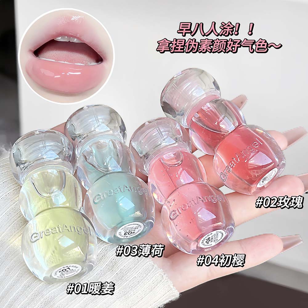 GreatAngel agua transparente brillante labios óleo espejo labios de cristal coreano transparente fiesta de estudiantes cosméticos de belleza transfronterizos image 1