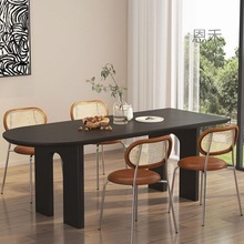s！北欧实木办公桌原木设计简约书桌轻奢侘寂风餐桌个性椭圆形工