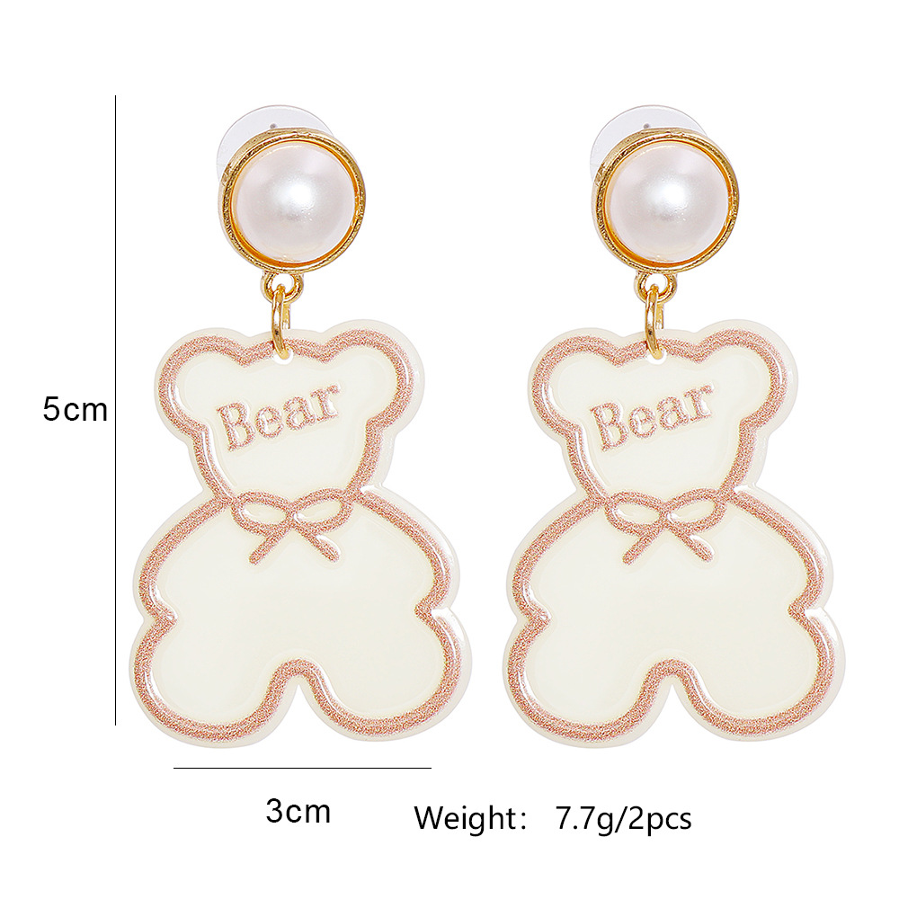 Cute Cartoon Little White Bear Female Earrings Acrylic Earrings Ear Jewelry display picture 1