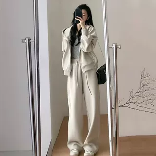 时尚运动套装女2026春秋季宽松显瘦韩版学生连帽卫衣休闲两件套潮