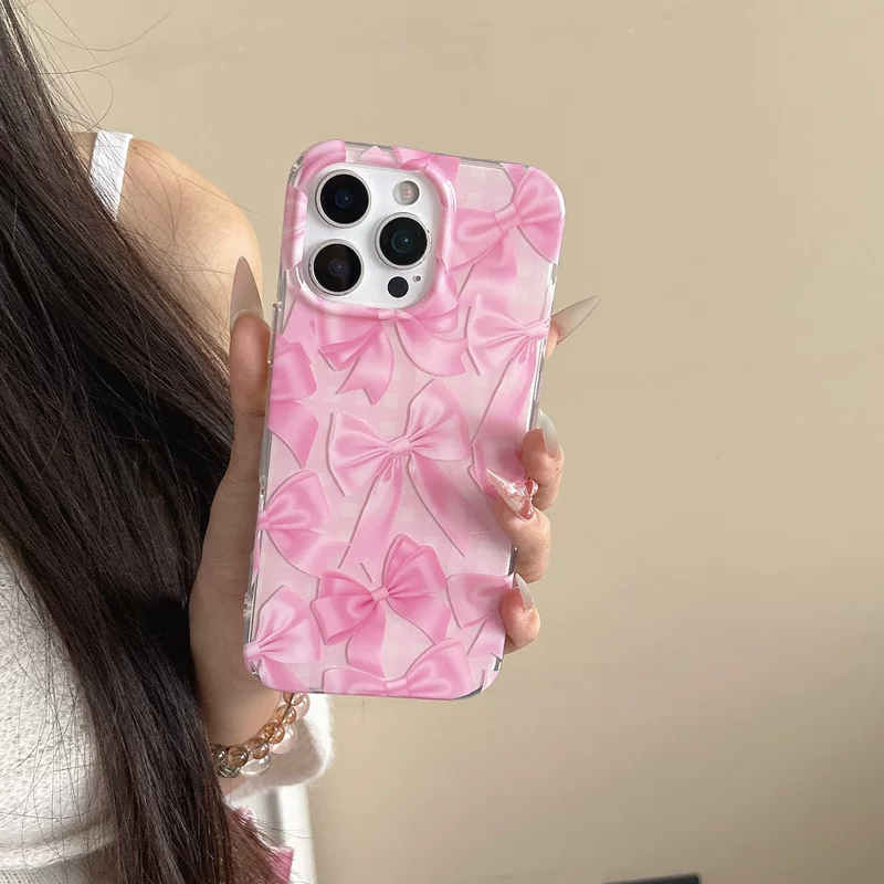 Apple, пурпурный совместимый iPhone 16 с бантом, чехол для телефона, iPhone17 Pro, iphone, 14