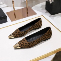 8217 leopard print single shoe women's shallow mouth versatile splicing suede metal head one foot on evening style small square toe flat floating shoes