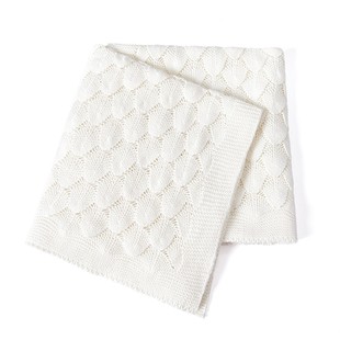 Pure Cotton Mother and Baby Knitted Blanket, Baby Cotton Thread Woven Throw Blanket, Suitable for All Seasons, with Shell Pattern, Specially Designed for Mothers and Babies