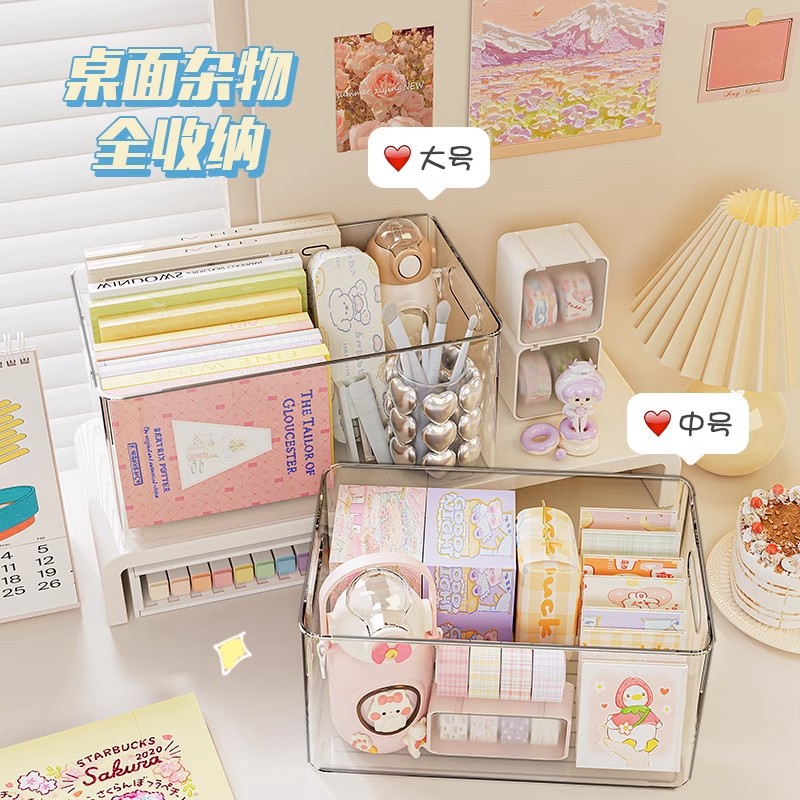 アクリル収納ボックスオーガナイザーデスクトップ透明収納バスケット化粧品とスキンケア製品ドレッシングテーブルプラスチック雑貨ボックス