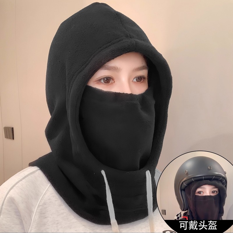 帽子围脖一体女秋冬2025新款加绒保暖套头帽冬天骑电动车防风防寒|undefined