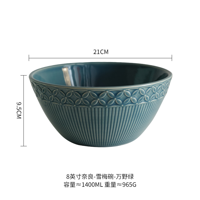 Cambio de horno de estilo japonés Snow Plum ramen tazón fideos instantáneos fideos mixtos comer tazón ensalada de frutas tazón de sopa hogar creativo vajilla de hotel