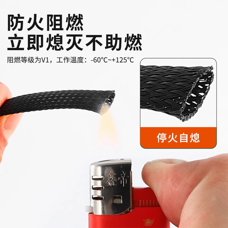 尼龙编织网管pet伸缩套管阻燃黑色蛇皮网管汽车线束保护管蛇皮管