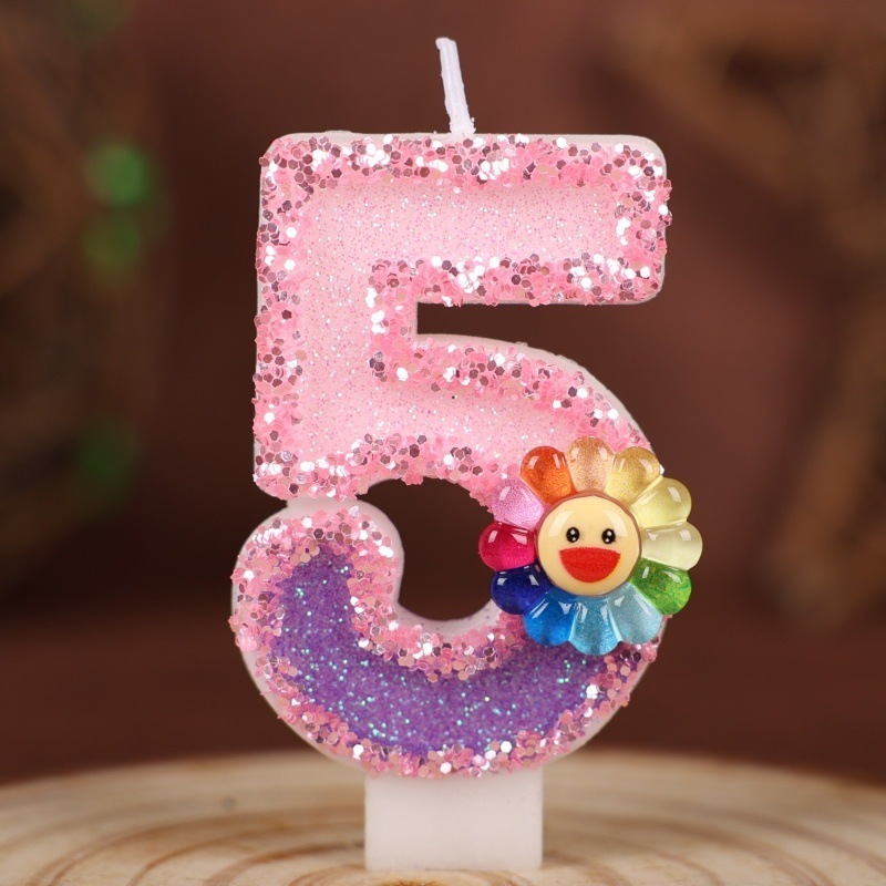 批发跨境花朵手工数字生日蜡烛蛋糕装饰派对节日周岁数字蜡烛0-9|undefined