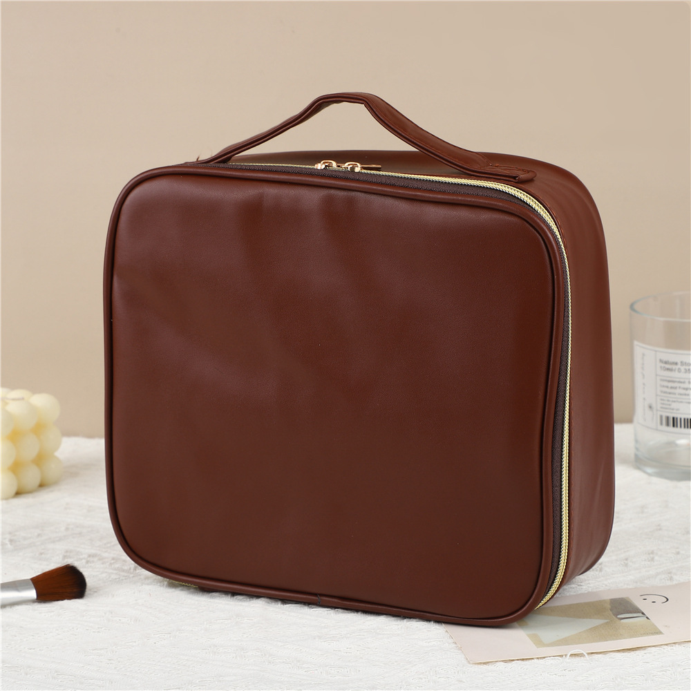 Estuche de maquillaje portátil de gran capacidad, de alta gama, con compartimentos, para mujer, bolsa de maquillaje portátil de viaje