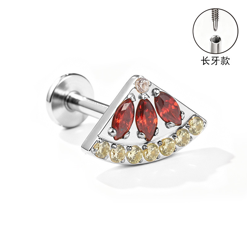 F136 Titanium Alloy Ear Studs, Finely Carved Long Tooth Ear Bone Studs, Zirconia Lip Studs, G23 Titanium Body Piercing Jewelry detail image 13