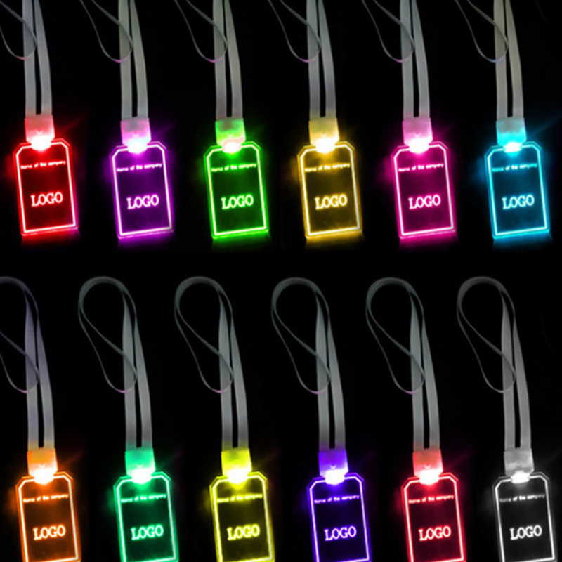 LED发光挂绳酒吧KTV工作牌遥控统一变色发光挂绳礼品活动发光吊牌