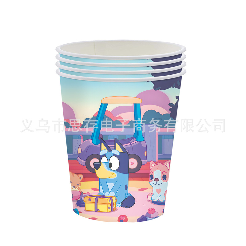 在庫ありブルーイ漫画テーマパーティー食器使い捨て紙皿紙コップペーパータオルテーブルクロスホリデーパーティー用品|undefined