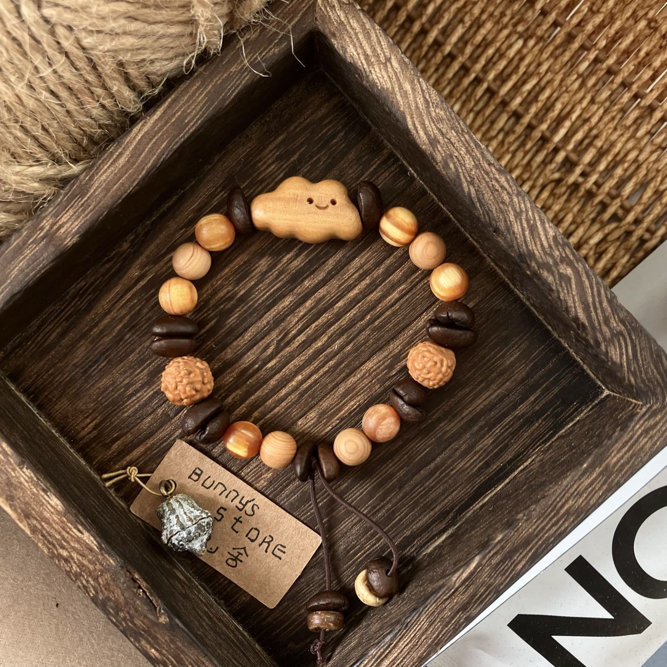 咖啡豆手串檀木小云朵原创设计小众高级复古趣味情侣闺蜜生日礼物