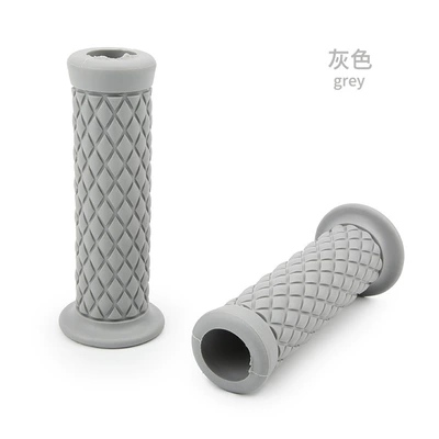 Motorcycle modification handle rubber cover retro Harley Prince car handle off-road vehicle throttle rubber diamond handle cover (Motorcycle Safety Supplies) - ling-shaped-retro-handle-glue-with-holes-gray