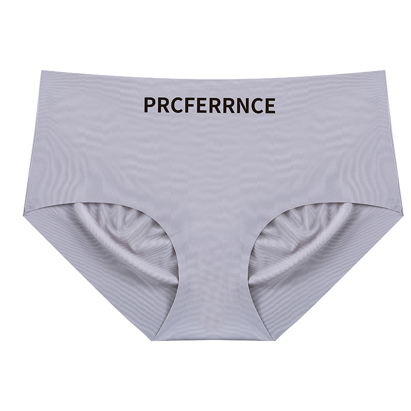 Ropa interior de seda de hielo verano de las mujeres delgada inferior de algodón puro entrepierna cintura media de la muchacha del vientre contracción cadera levantamiento pantalones cortos cabeza ropa interior deportiva