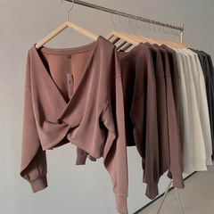 Xiyangmu Snow Butterfly Blouse Sports Fitness Wear Short Reversible Fashion Sweater Lulu Same Style