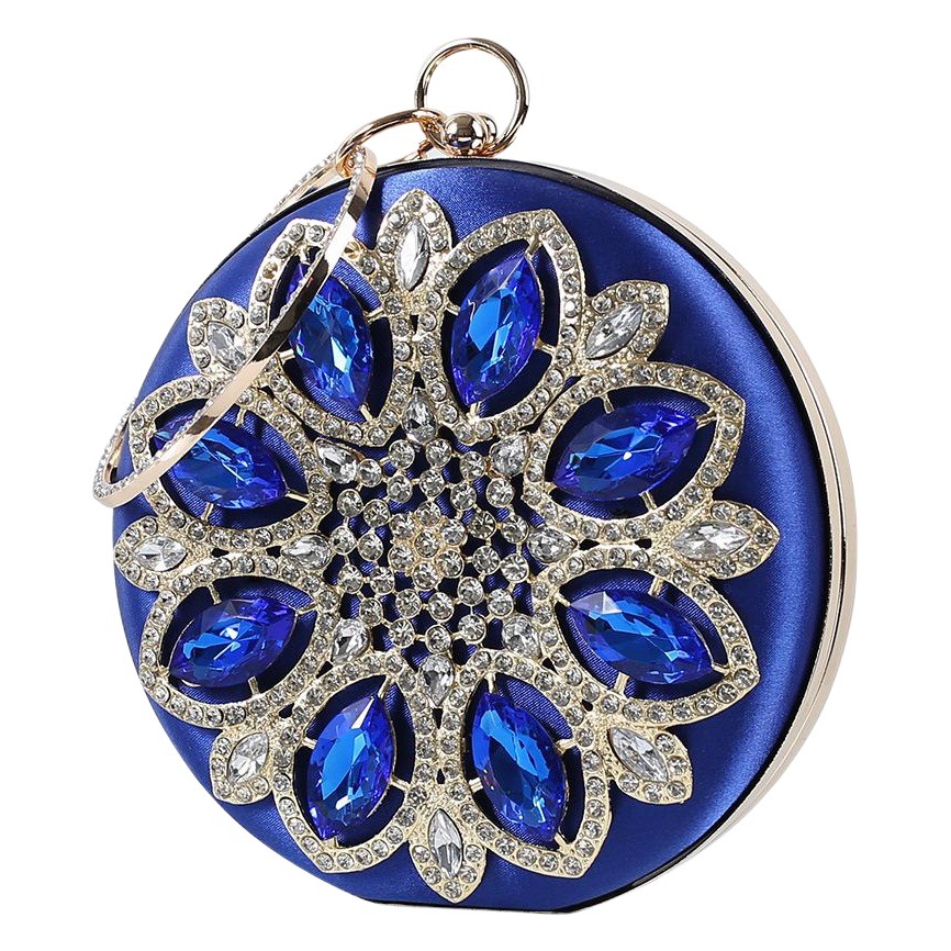 Bolso de noche incrustado en diamantes de moda transfronteriza bolso de mujer vintage de seda bolso redondo crossbody de mano bolso cheongsam rhinestone del todo fósforo para mujer