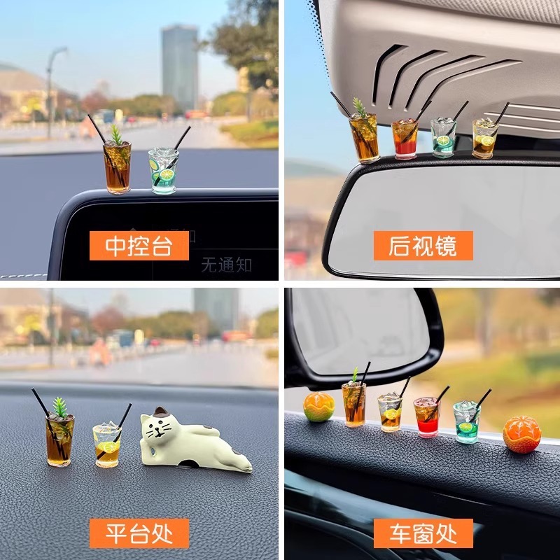 Adornos para el automóvil, accesorios para el automóvil, decoración de la consola central, mini café, decoraciones para automóviles, accesorios para automóviles y vehículos eléctricos