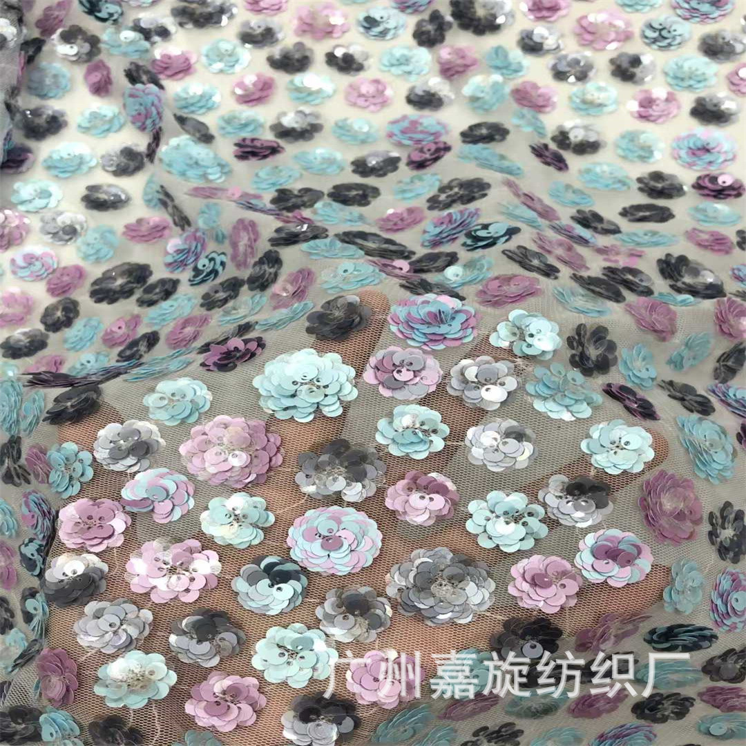 2025 nuevo doble color flor de ciruela laminado bordado sequin tejido de encaje vestido de noche vestido de mujer fresco tela de desfile image 5