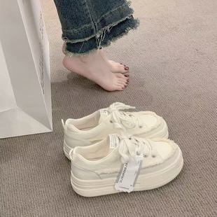 Canvas Shoes for Women 2025 Summer New Popular Shoes Versatile Thick Sole Heightening Breathable Casual Sports White Sneakers