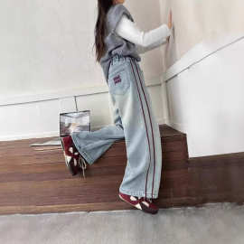 女童裤子春秋款儿童牛仔裤中大童女孩春装阔腿裤外穿中大童女童