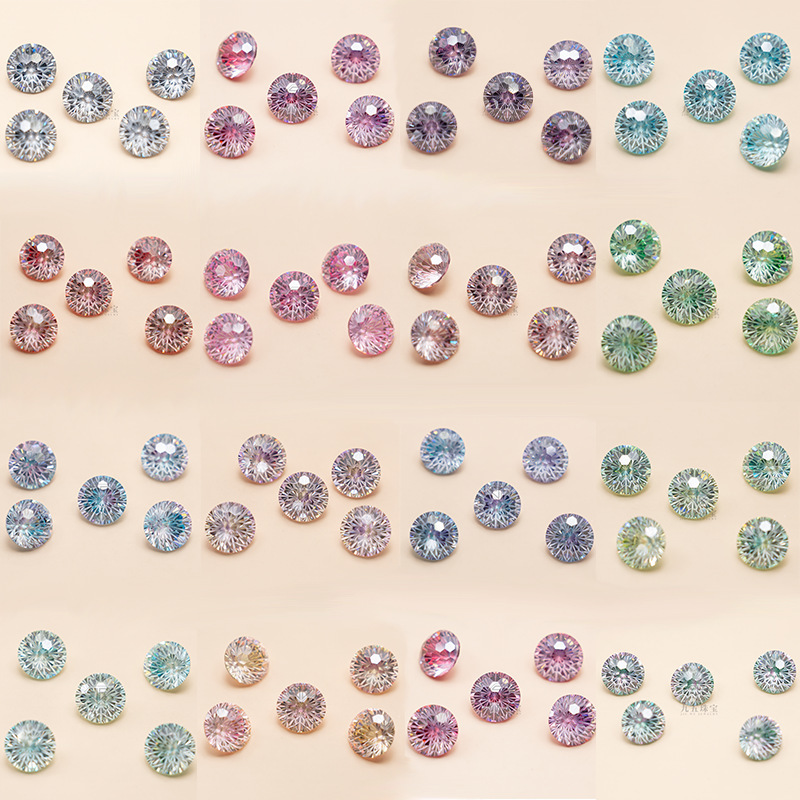 6/8mm gradient skyfire cut fireworks cut zircon will change color two-color diy earrings small red book trembles high carbon drill