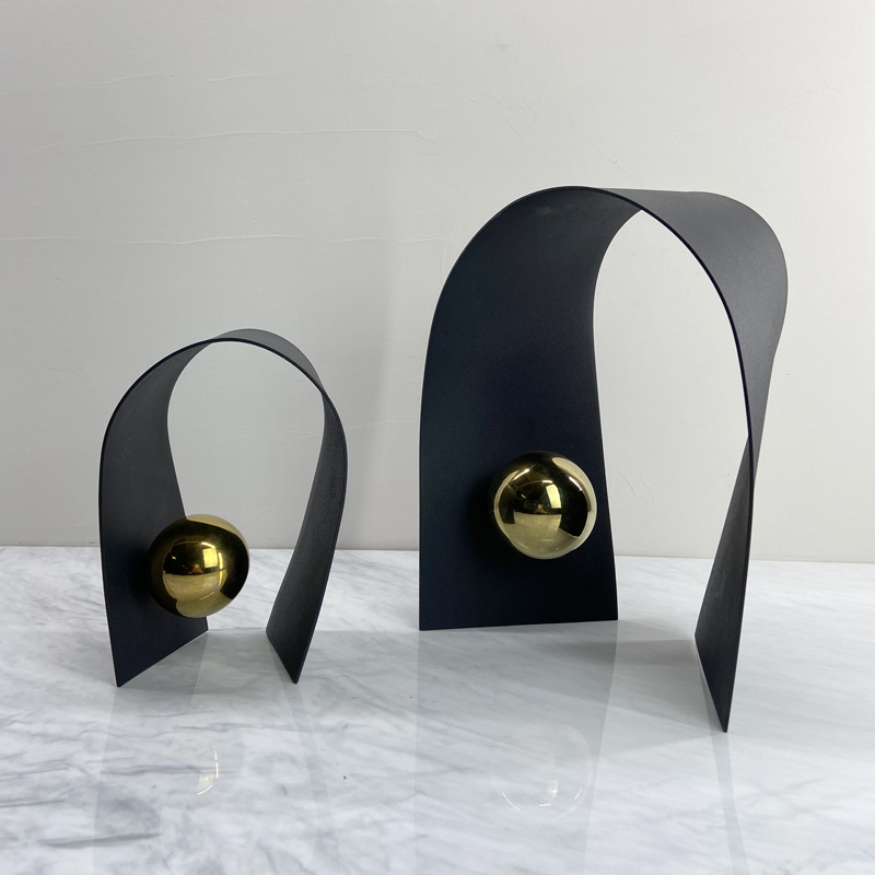 Simple Modern Black Gold Ball Iron Metal Arch Creative Art Decoration Model Room Desktop Decoration