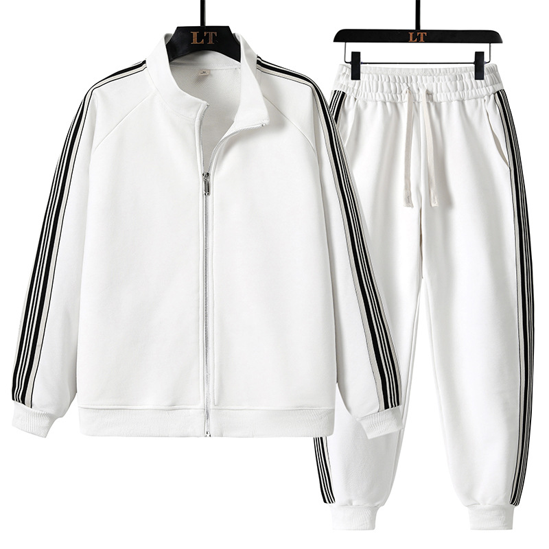 Herrenbekleidung Fitness einfarbiges Herren-Kapuzenpullover-Set Frühling und Herbst neues Lauf- und vielseitiges lässiges Herbst-Sportbekleidungsset_voghion.com