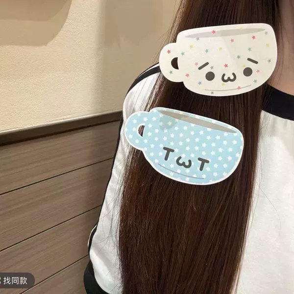New Cartoon Cute Cat Teapot Hair Clip with Polka Dots, Fun and Stylish Hair Accessory