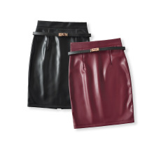 时髦pu皮裙女2024秋冬女王范设计感大气百搭腰带仿皮包臀短裙半裙