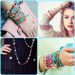 純色小馬珠頭飾手鐲配件 10色桶珠組合串珠材料 DIY字母珠 彈力繩