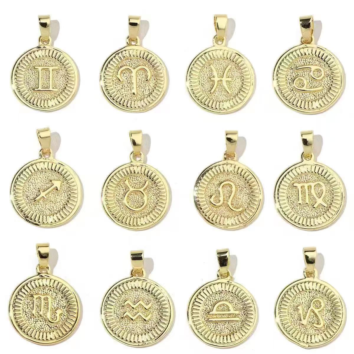 十二星座项链吊坠女射手座铜锆石diy饰品吊坠Zodiac Charms