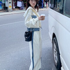 言言潮流早秋穿搭白色牛仔拼接时尚套装女2025新款流行减龄学院风