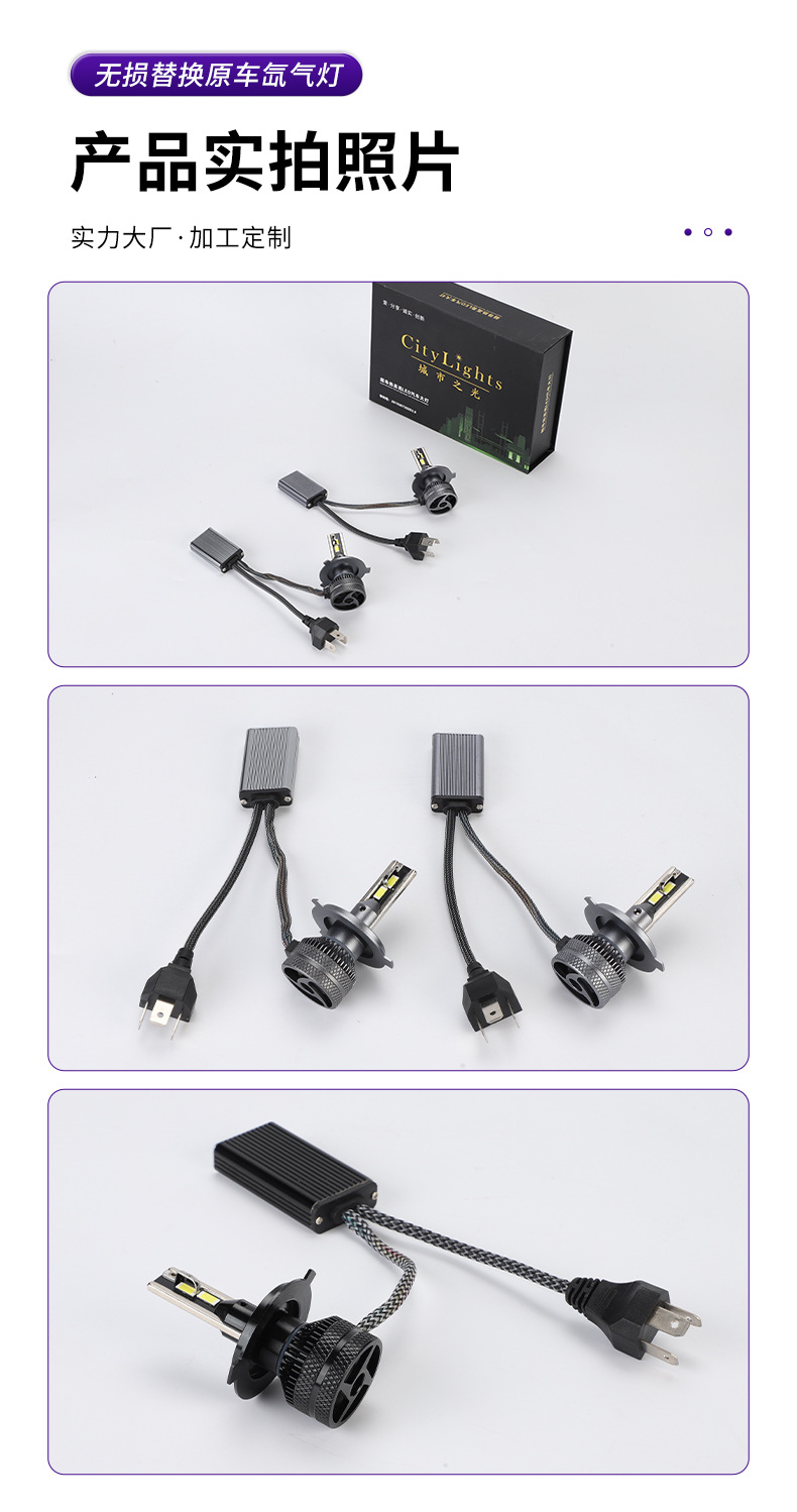 Cross-border automotive LED headlights L2 series lights, dual copper tube high-brightness bulbs, car lights, high and low beam focused LED headlights