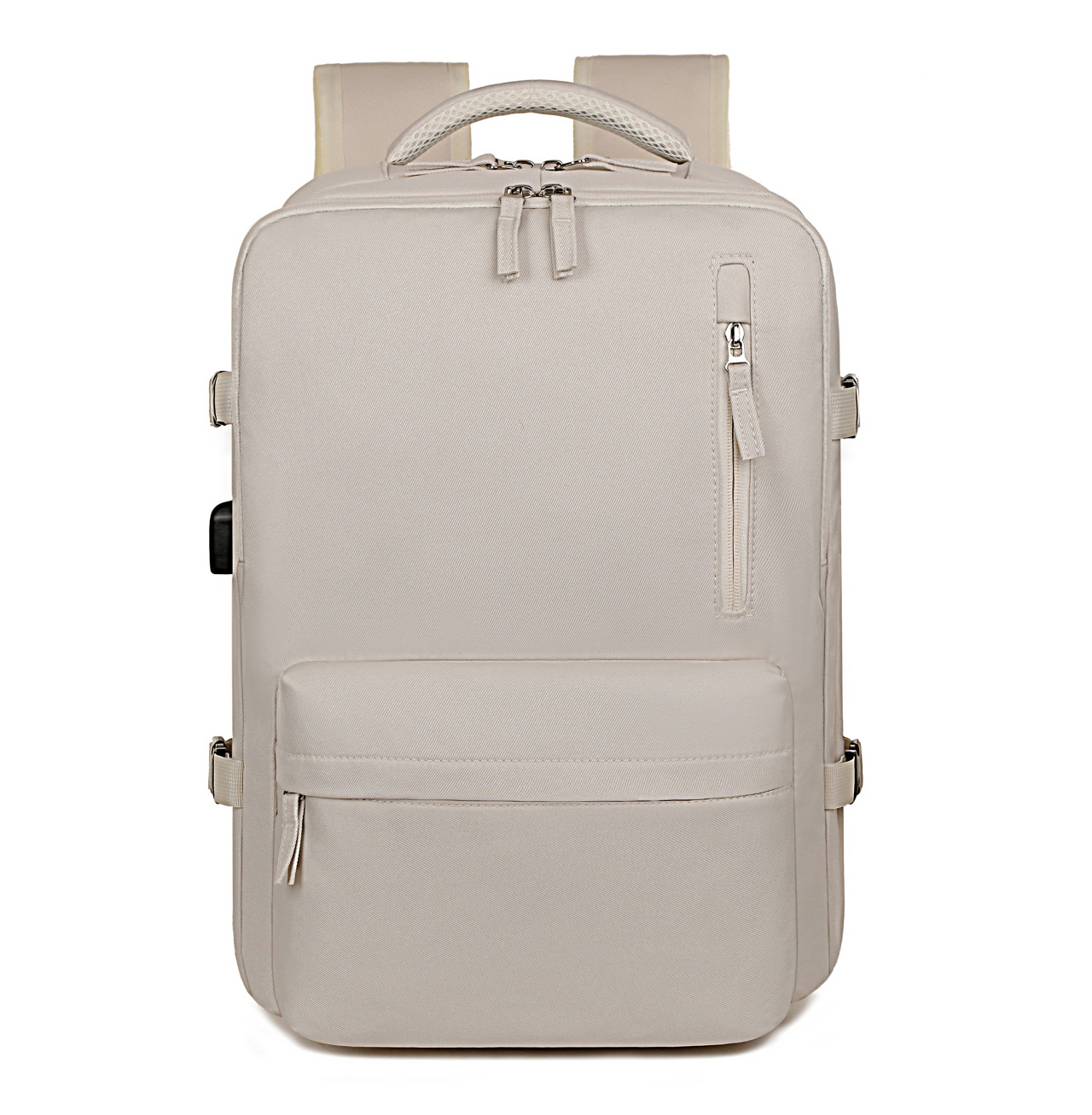 Nueva mochila simple de color sólido, mochila deportiva casual multifuncional de gran capacidad con puerto de carga propia, mochila de computadora