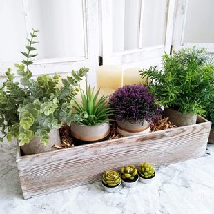 Wooden Rectangular Decorative Wooden Box Home Retro Old Succulent Wooden Box Flower Decorative Box Plant Flower Pot Base