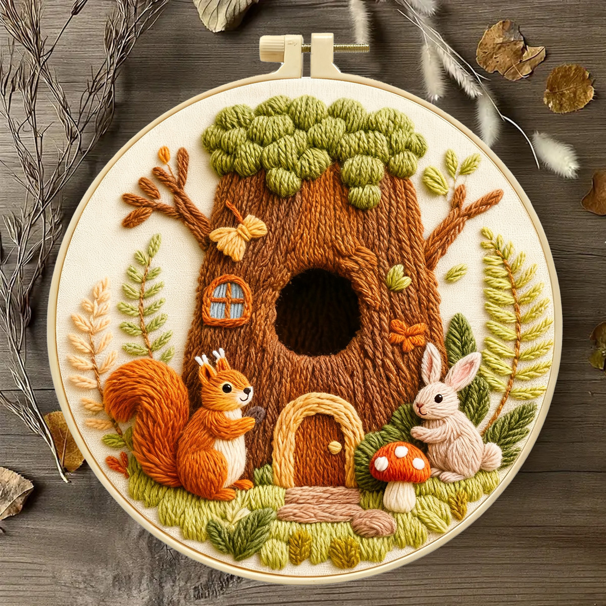 2025 nuevos materiales bordados transfronterizos BaoDiDeeSociedad de casa de árboles bordados paisajes de otoño sala de estar colgar pintura decoración