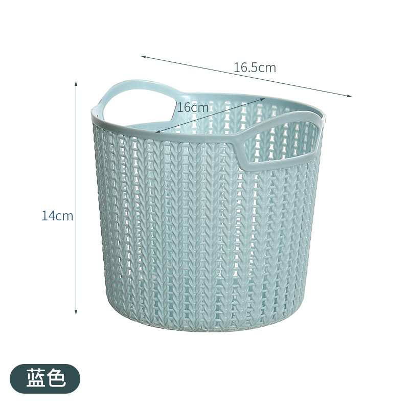 Escritorio redondo ratán-como cesta de almacenamiento papelería cosméticos organización cesta de plástico dormitorio misceláneas cesta de almacenamiento