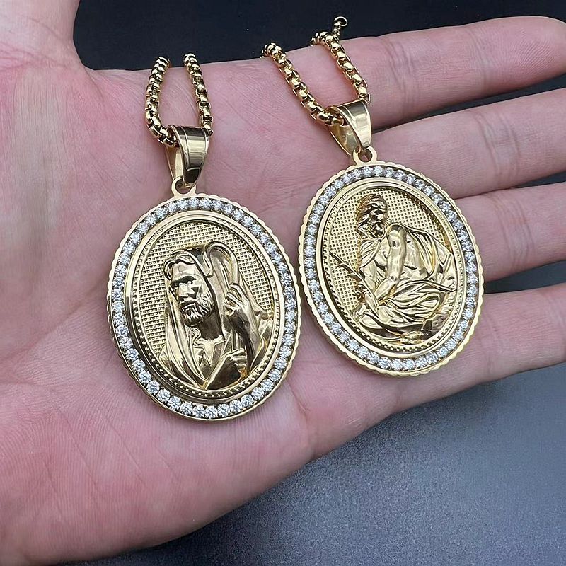 1 Piece Hip-Hop Portrait Stainless Steel Polishing Inlay Zircon Pendant Necklace_colorza_5
