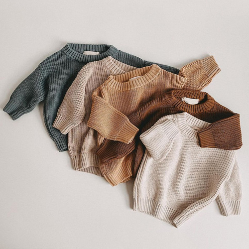 Baby sweater loose round neck pullover for girls and boys  autumn and winter baby sweater knitted sweater children's clothing