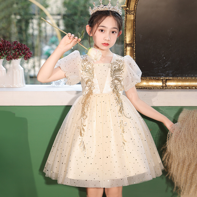女童公主裙蓬蓬紗兒童走秀禮服裙花童婚紗小女孩主持人節日演出服