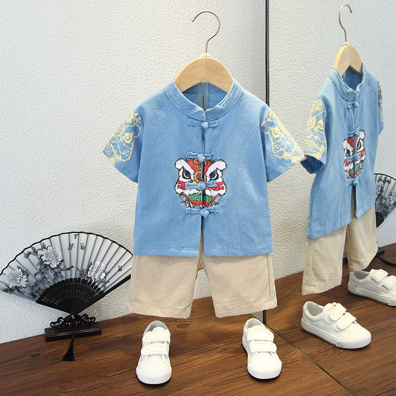 Hanfu, helmet, thin retro children's set